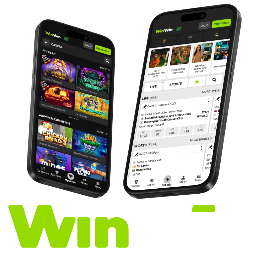 Install the official WinWin app on your Android or iOS device.