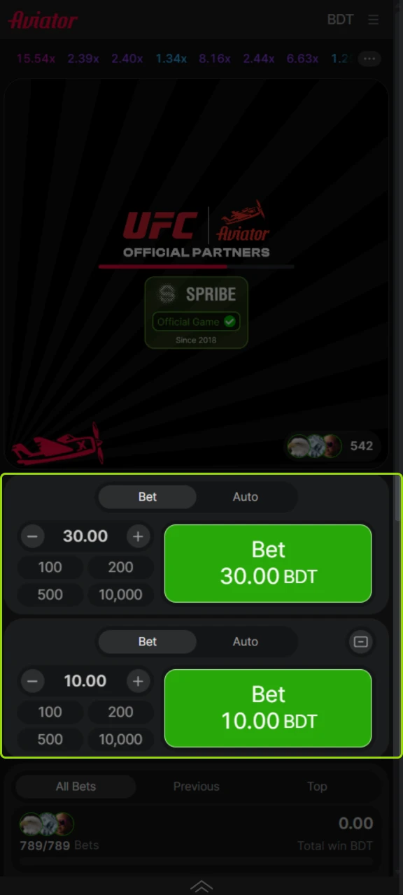 Select your bet amount in Aviator and place your bet at WinWin.