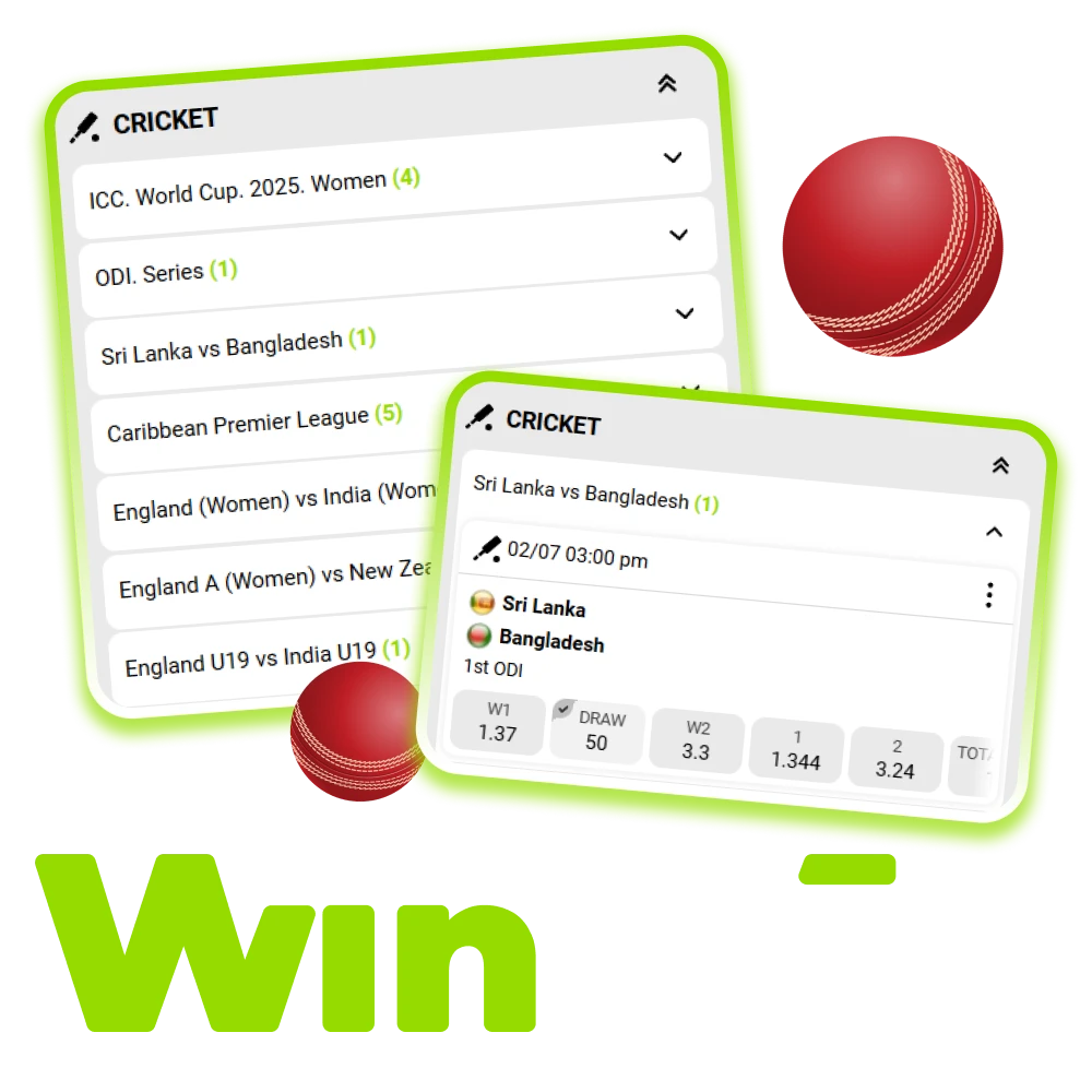 Place bets on your favorite cricket team at WinWin bookmaker.