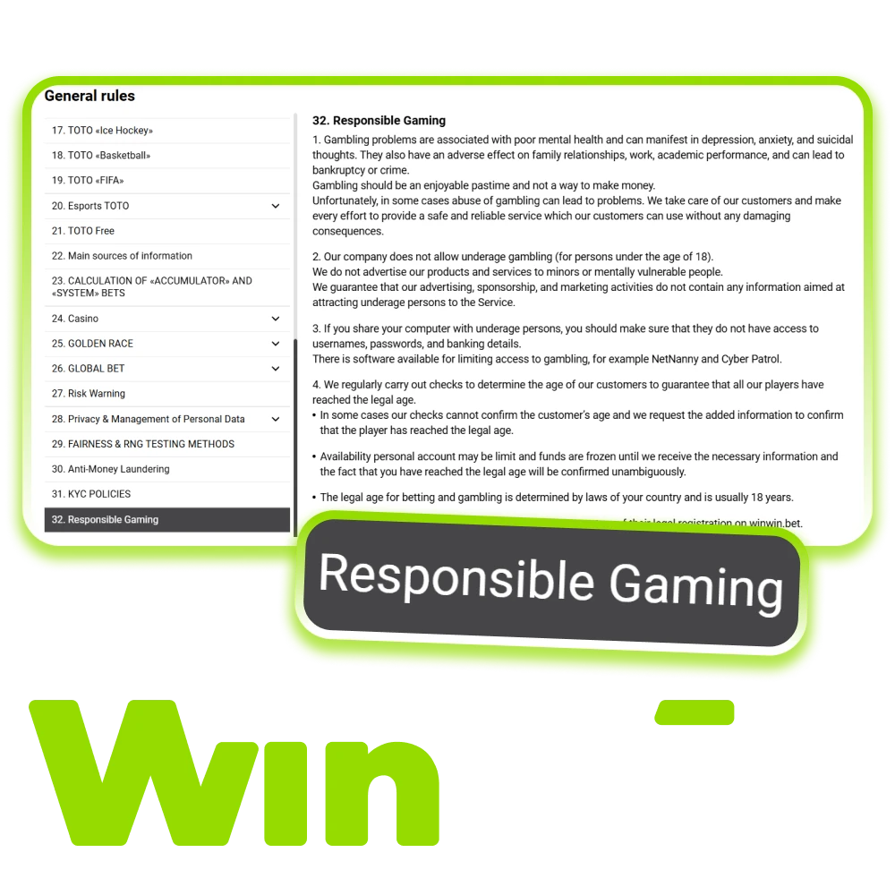 All players must play in accordance with WinWin's responsible gambling policy.